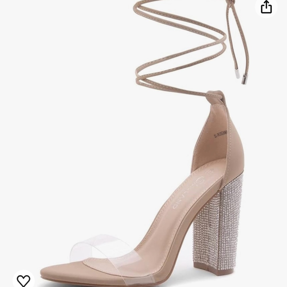 NWT Shoe land Clear Nude Rosemmina Studded Heel Size 9 Sandals
